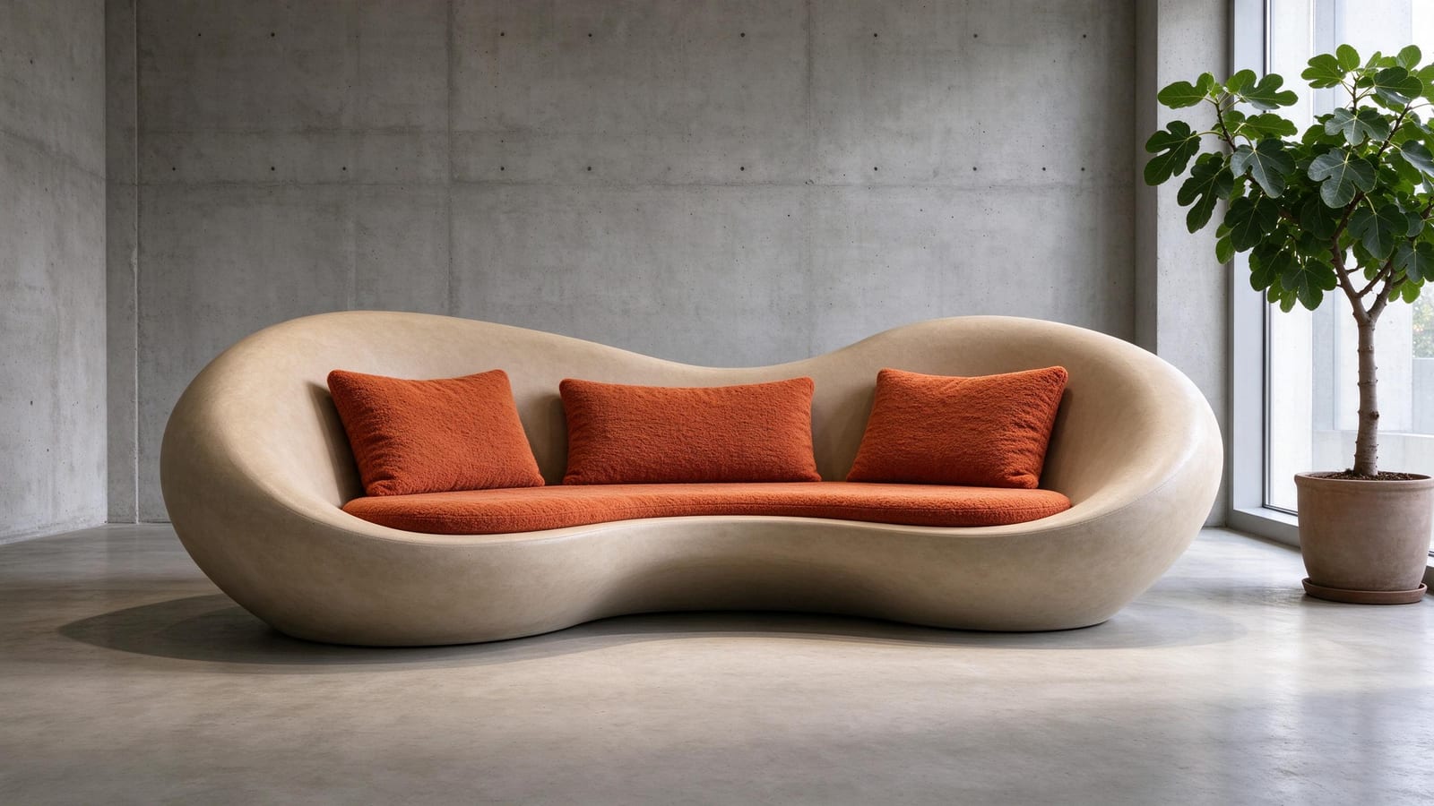 Kavun sofa, moulded fiberglass shell in Bone